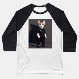 Cat Wearing Overalls - Modern Digital Art Baseball T-Shirt